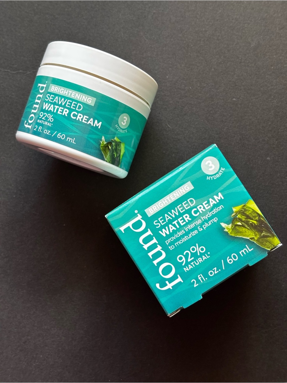 FOUND Brightening Seaweed Water Cream 2oz Hyaluronic Moisturizer